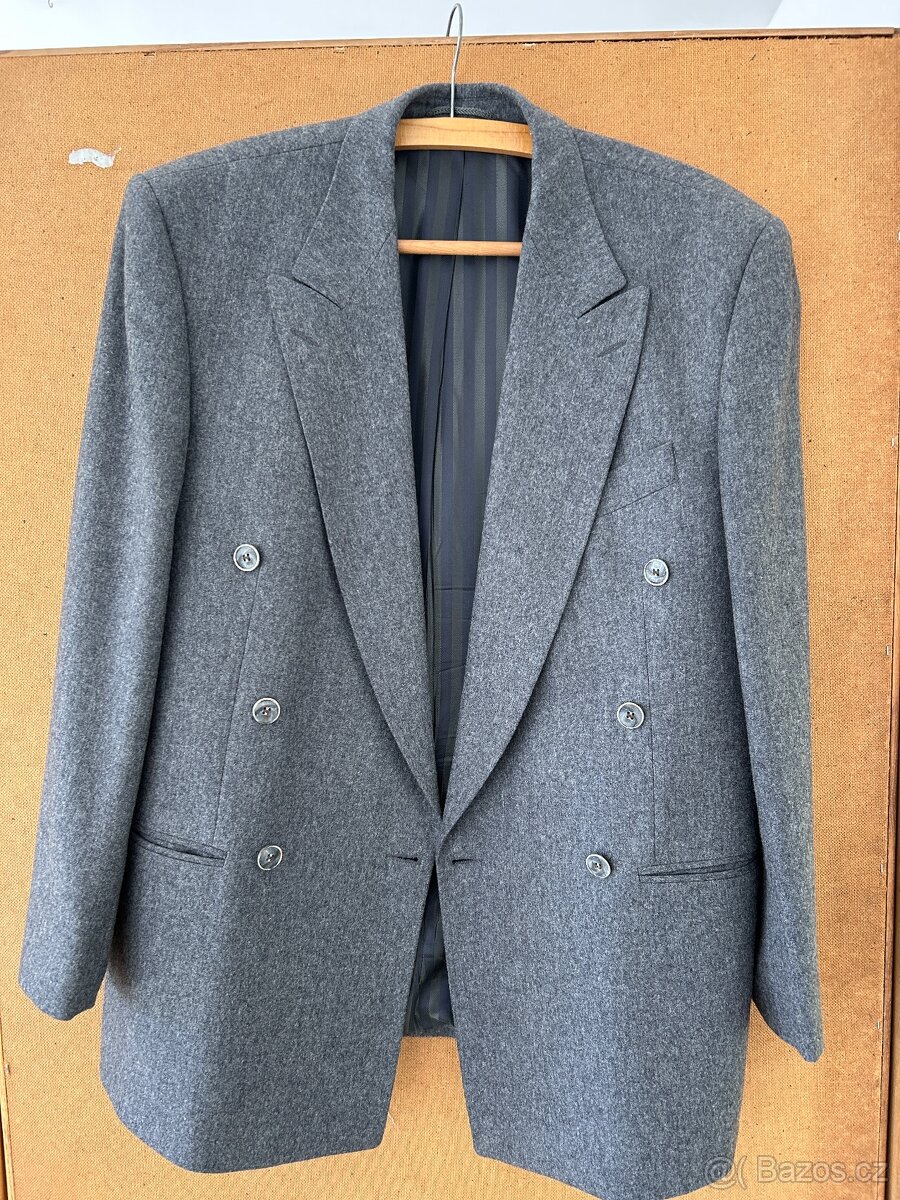 Pánský vlněný oblek - šedý, velikost 46 - 14