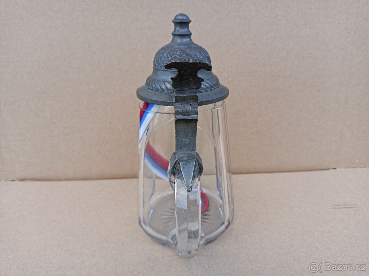 Krásný velmi starý krygl z 1 republiky se zalitou trikolorou - 14