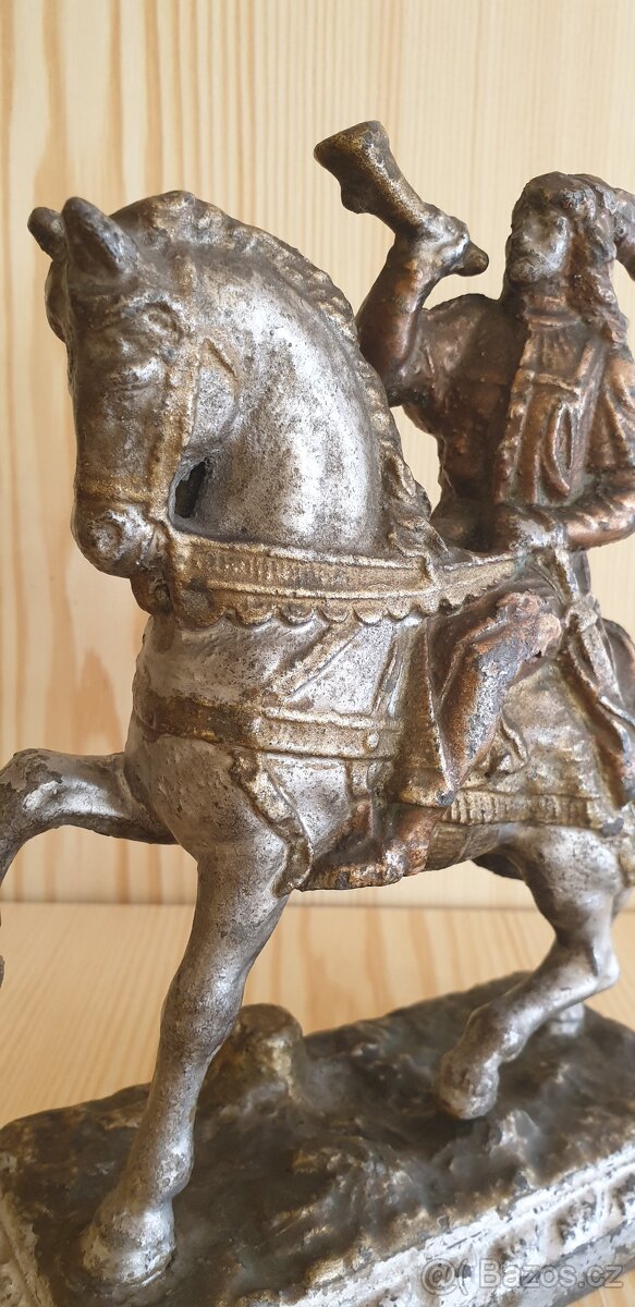 OLDŘICH NA KONI, UMĚLECKÁ PLASTIKA ORIGINÁL SOŠKA 1850-1899 - 14