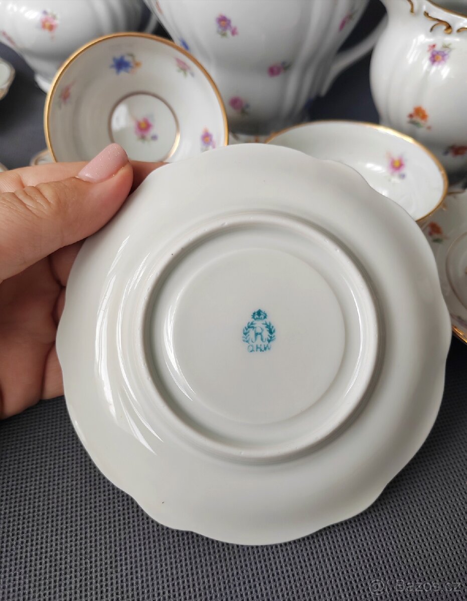 Úžasná porcelánová mokka souprava Otto Hädrich Witwe (OHW) - 14