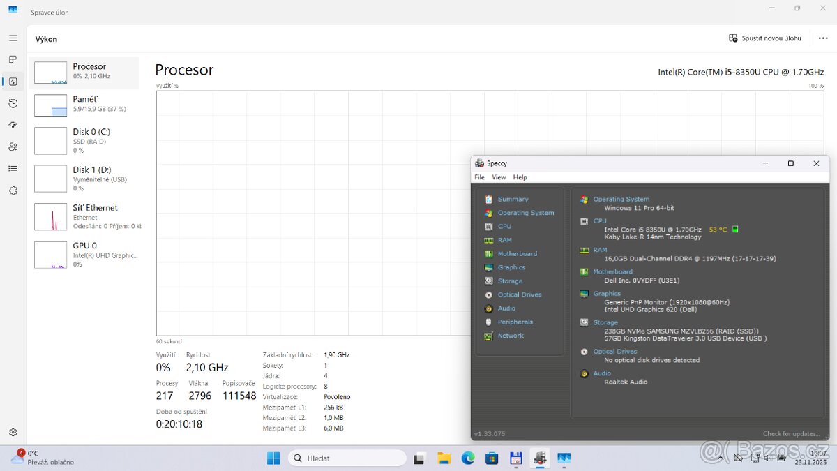 Dell 5590/15,6“/I5 8350U/SSD NVMe 256GB/RAM16GB/NOVÁ BAT. - 14