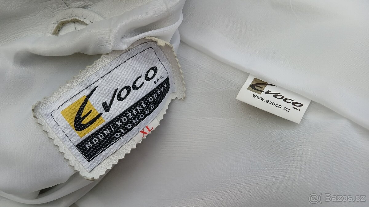 Kožená bílá elegantní delší dámská bunda Evoco vel.XL - 14