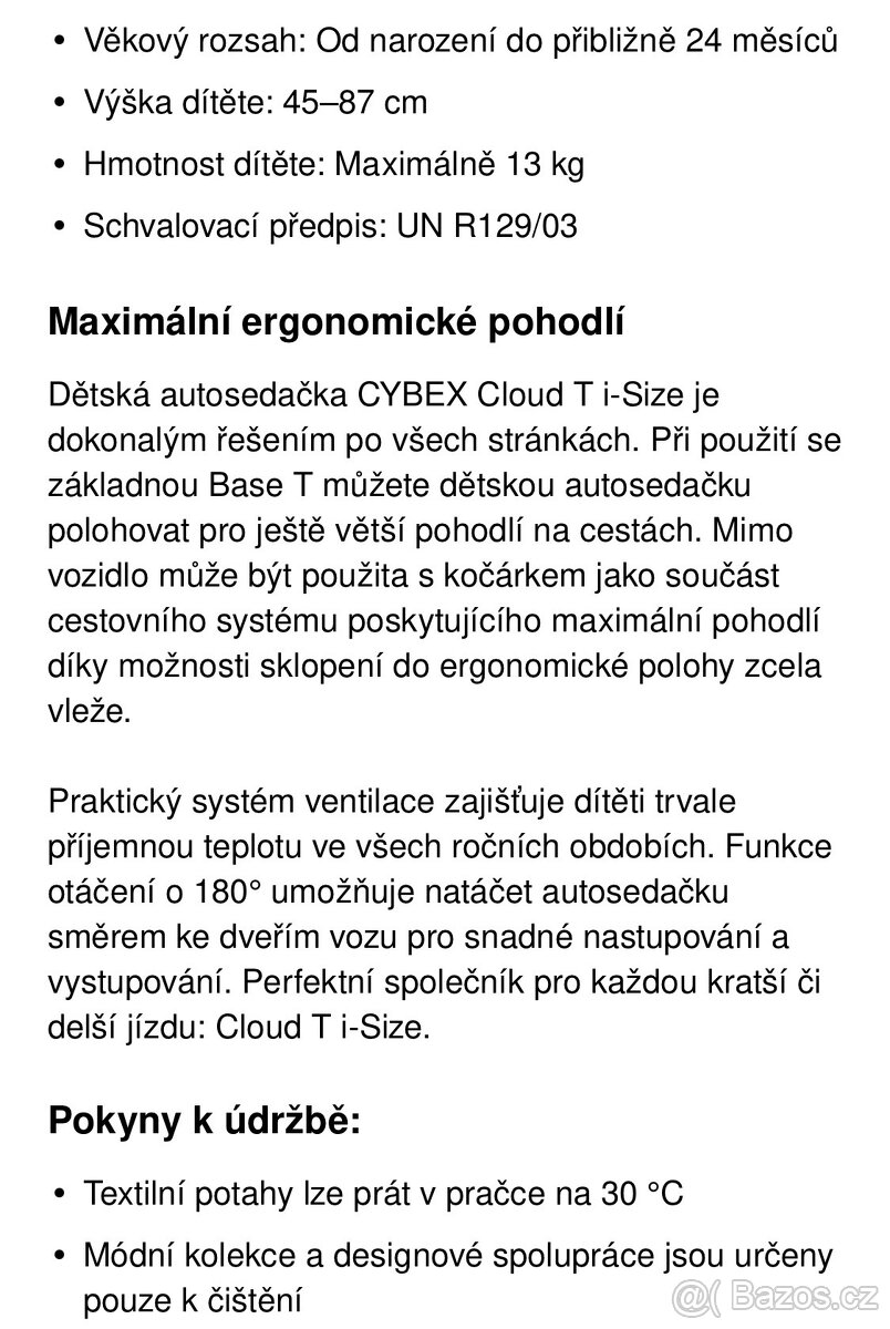 Prodám autosedačku Cybex s isofixem plus 2 vložky - 14