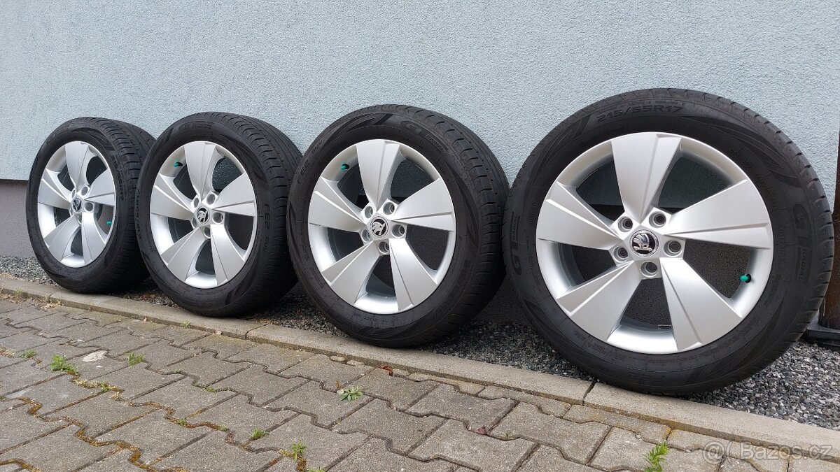 Alu kola 5x112 r17 Zeus orig skoda SUPERB III IV letní pneu - 14