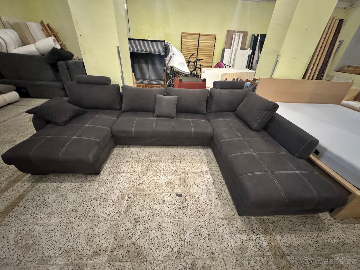 Kvalitní hnědá veliká sedací souprava ROZKLÁDACÍ - 14