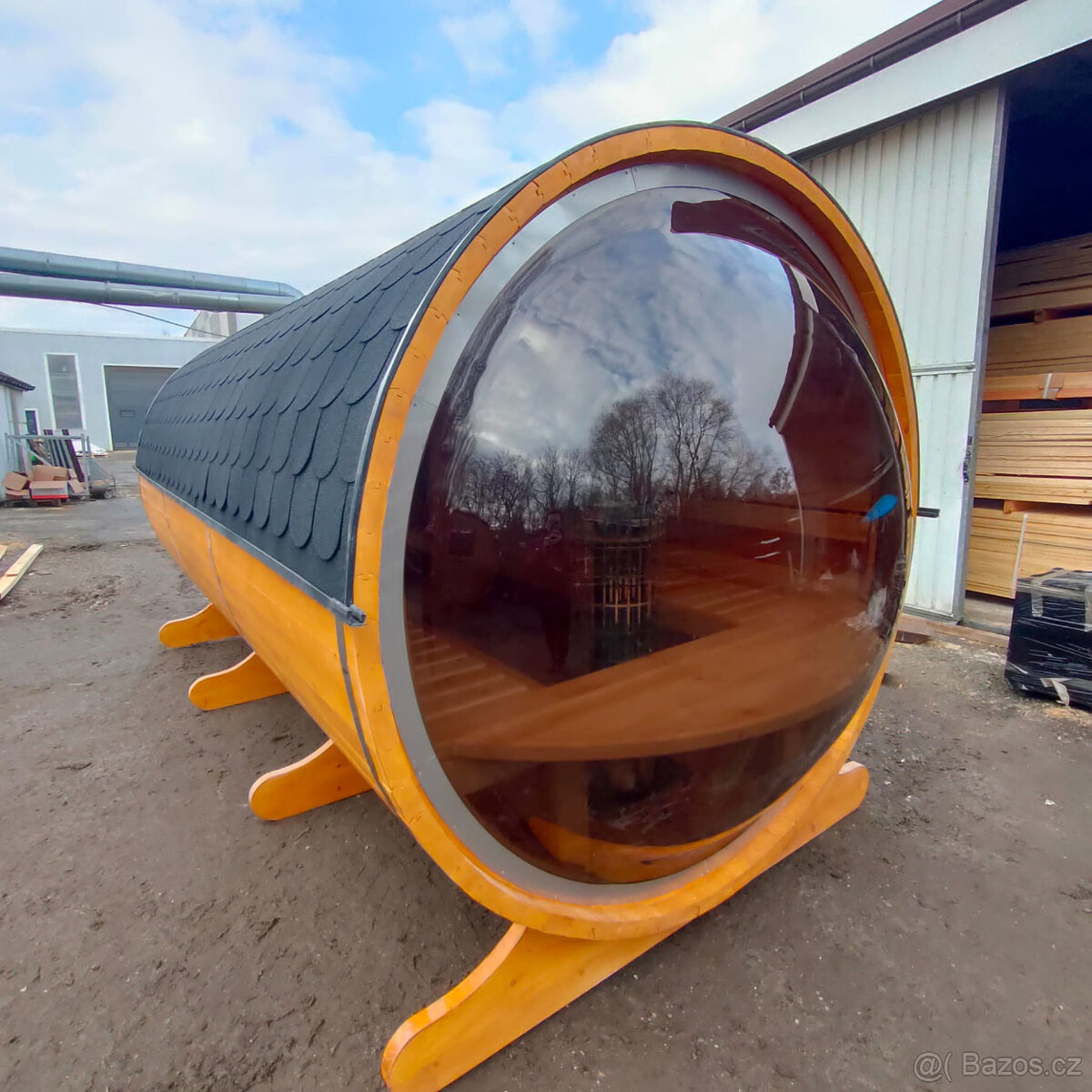 Venkovní sudová panoramatická sauna - 14