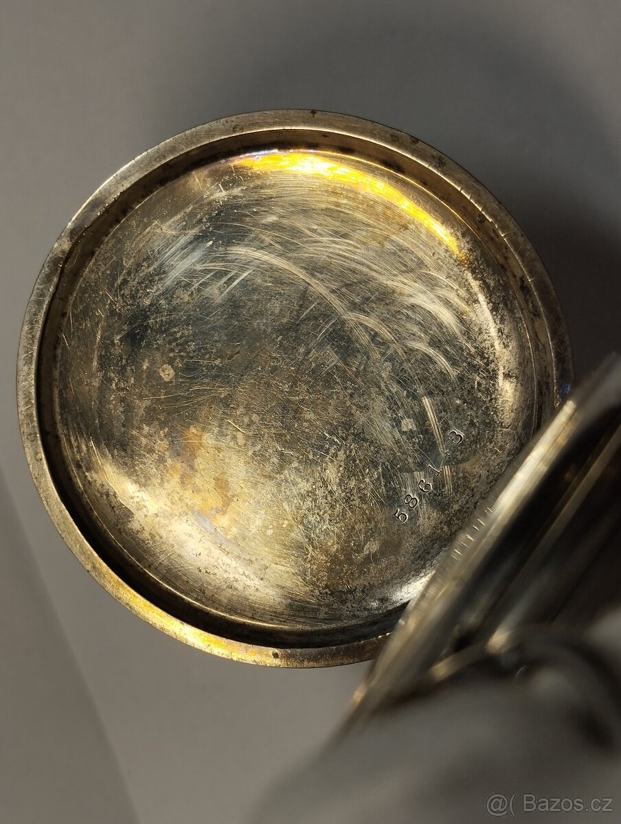 Starožitné pánské stříbrné kapesní hodinky, medaile - 14