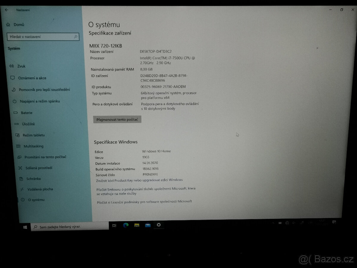 Lenovo MIIX 720-12IKB 2v1 i7/1TB SSD - na opravu/na díly - 14