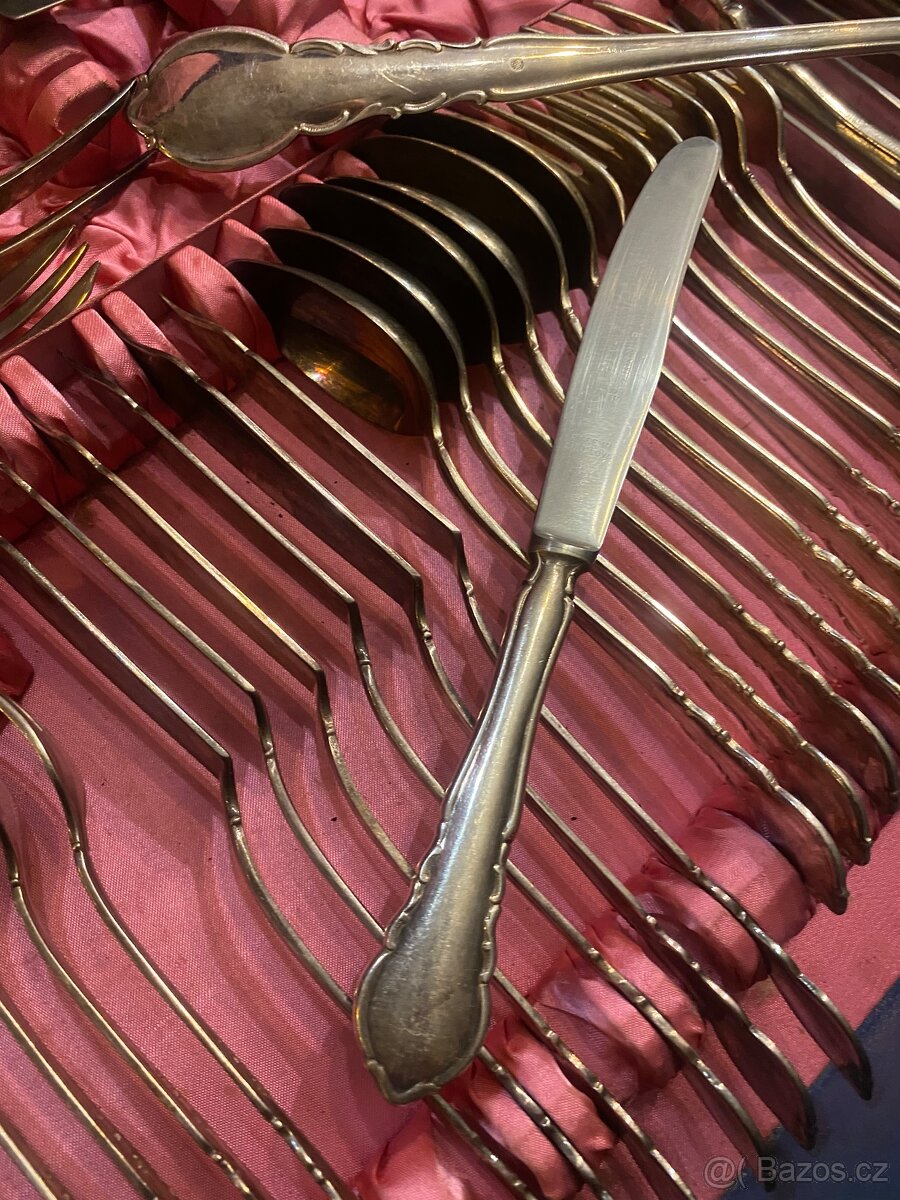 Velká sada starožitného příboru alpaka - 14