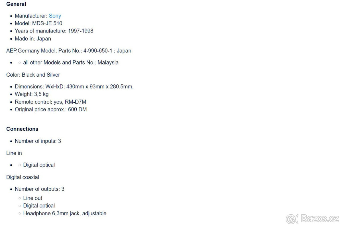 SONY MDS-JE510 Stereo Minidisc Player-Recorder - 14