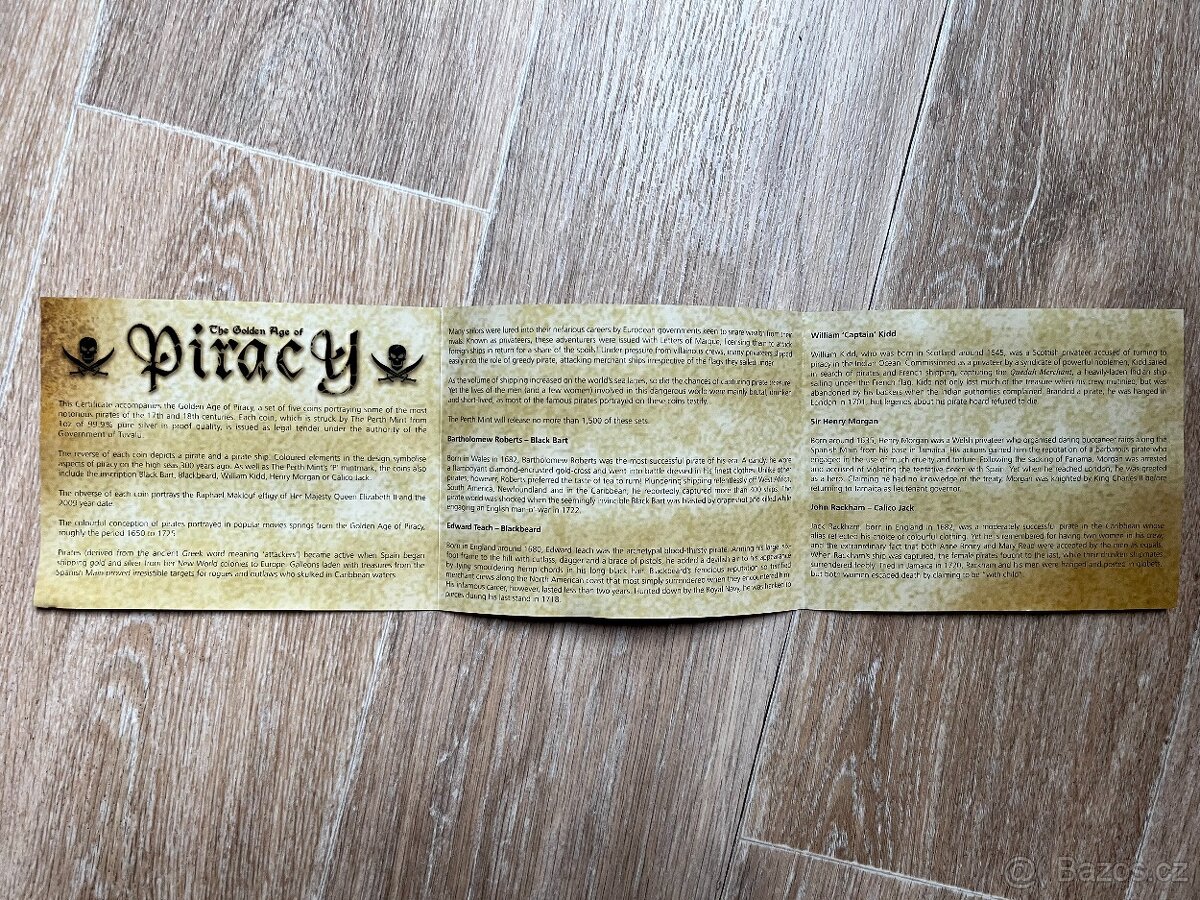 Kolekce 5 stříbrných 1 Oz mincí Golden Age of Piracy (proof) - 14