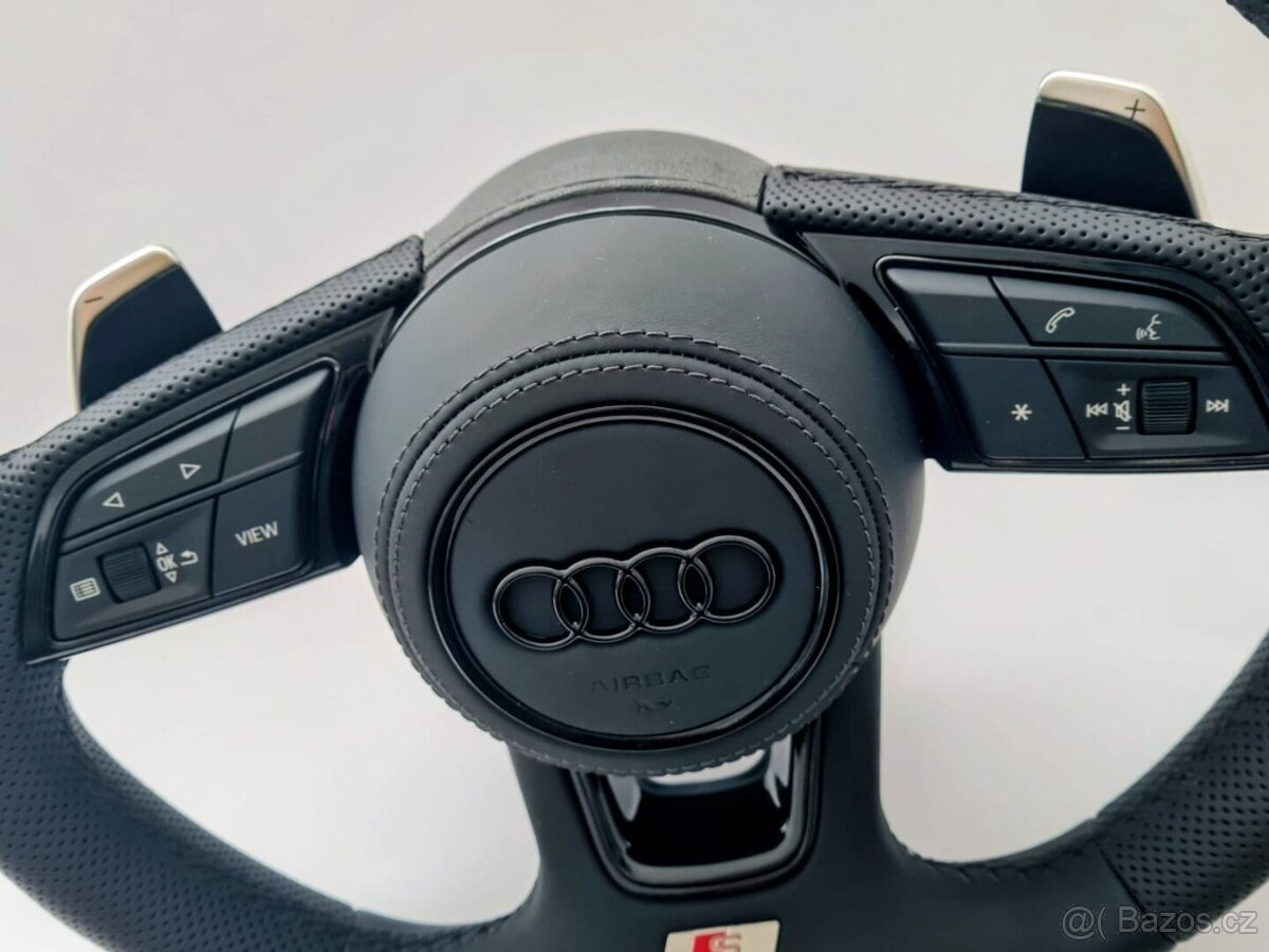 AUDI KOŽENÝ EXCLUSIVE VOLANT +AIRBAG+ F1 PADLA CIERNA NITKA - 14