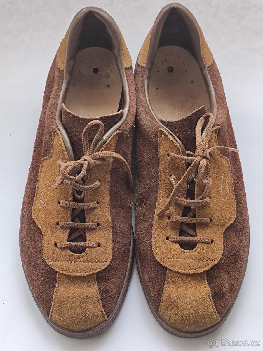 Retro semišové tenisky Snaha, vintage kožené boty, 43-44 - 14