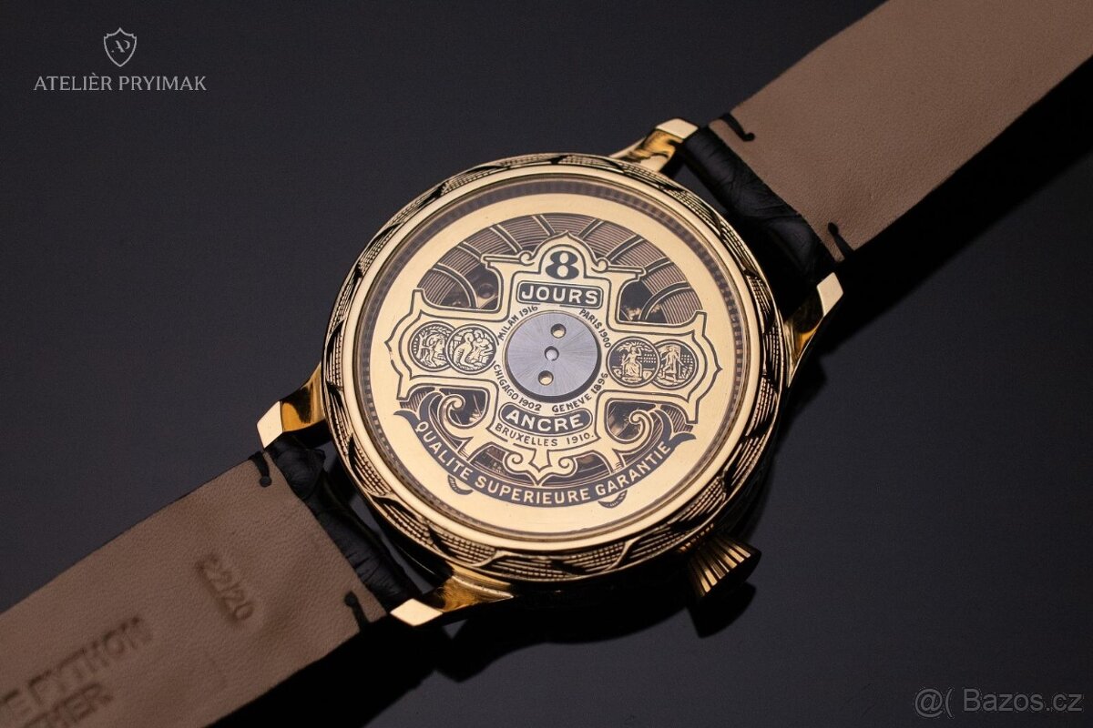 Starožítné skeletové 8-denní hodinky HEBDOMAS 1900 - 14