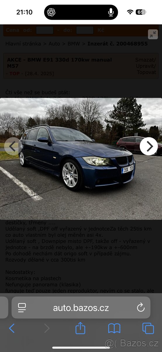 BMW E91 330d, M57, 170 kW, Manuál, zadek - 14