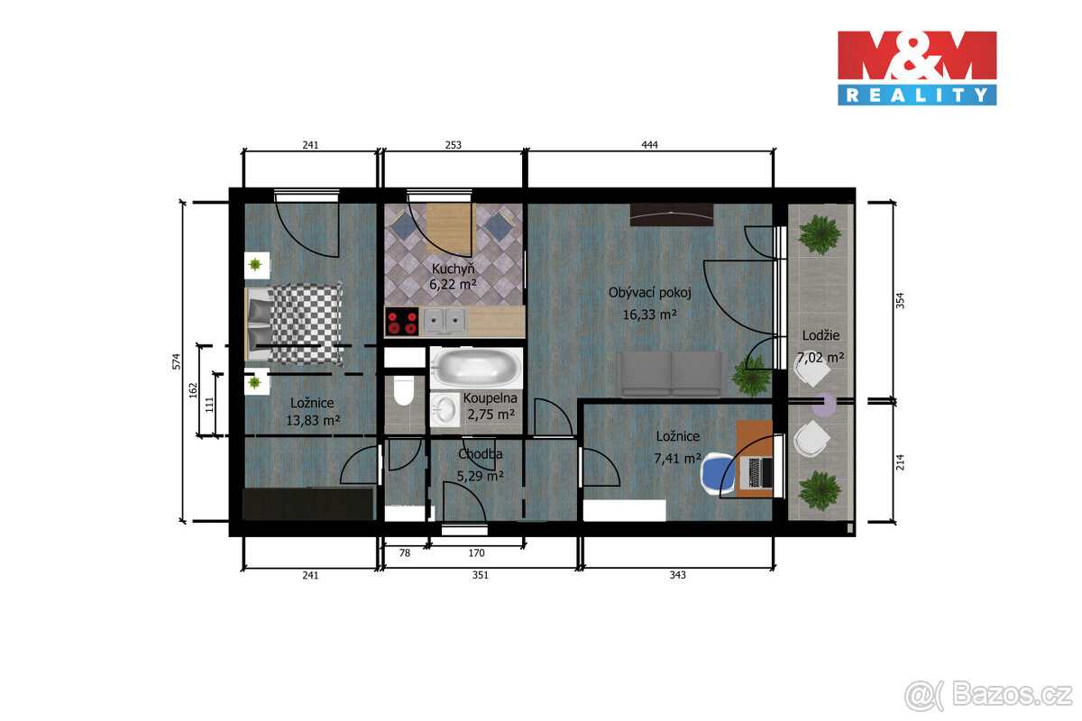 Prodej bytu 3+1, 58 m², Praha, ul. Ostružinová - 14