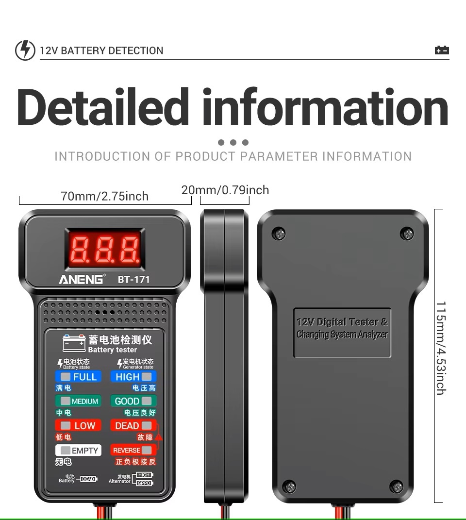 Tester autobaterie a alternátoru BT 171 - 14