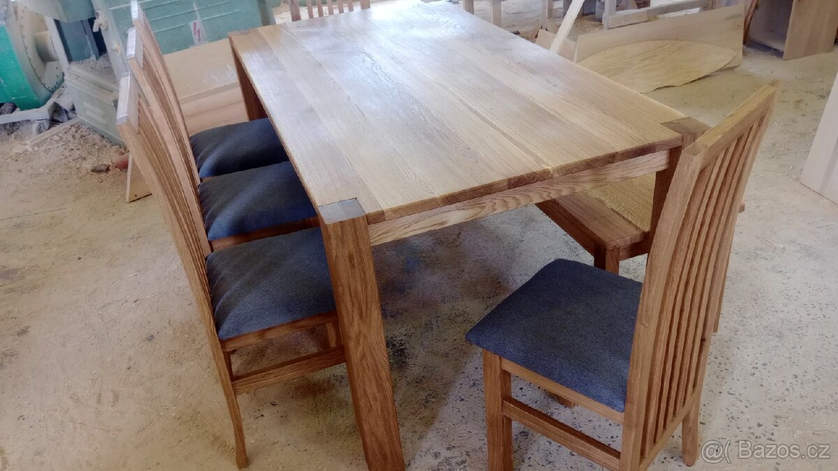 Jídelní stůl dub masiv a lavička - 14