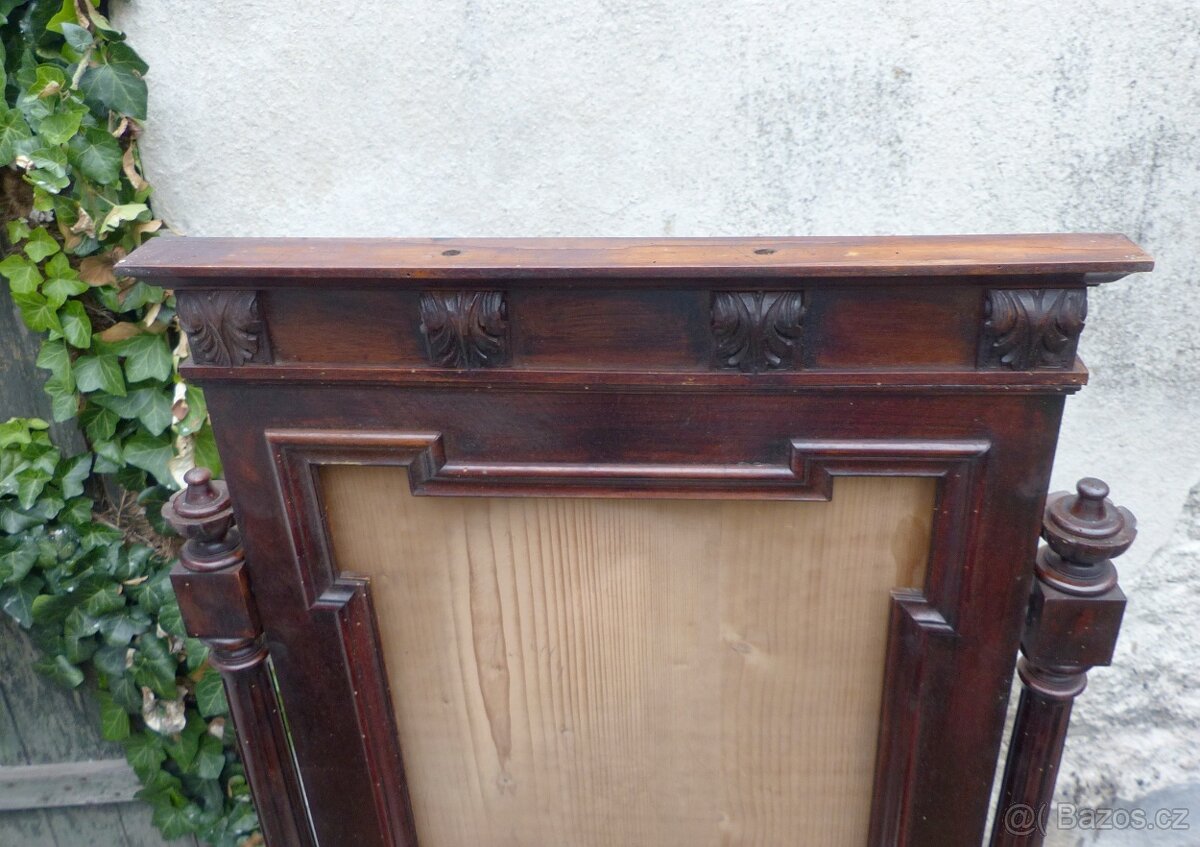 Staré toaletní zrcadlo s vyřezávanými prvky, šuplíky - 14