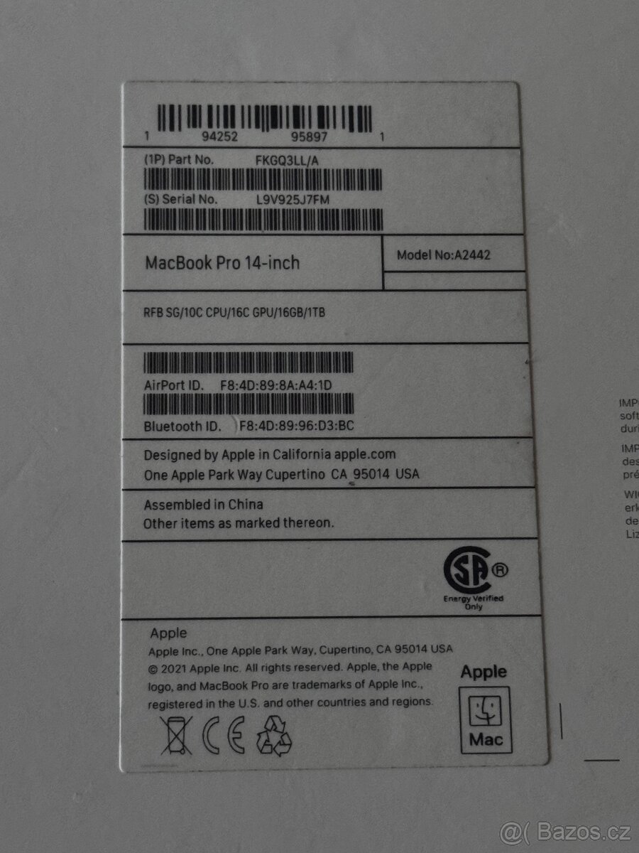 Apple MacBook Pro 14” M1 Pro 2021 - 14