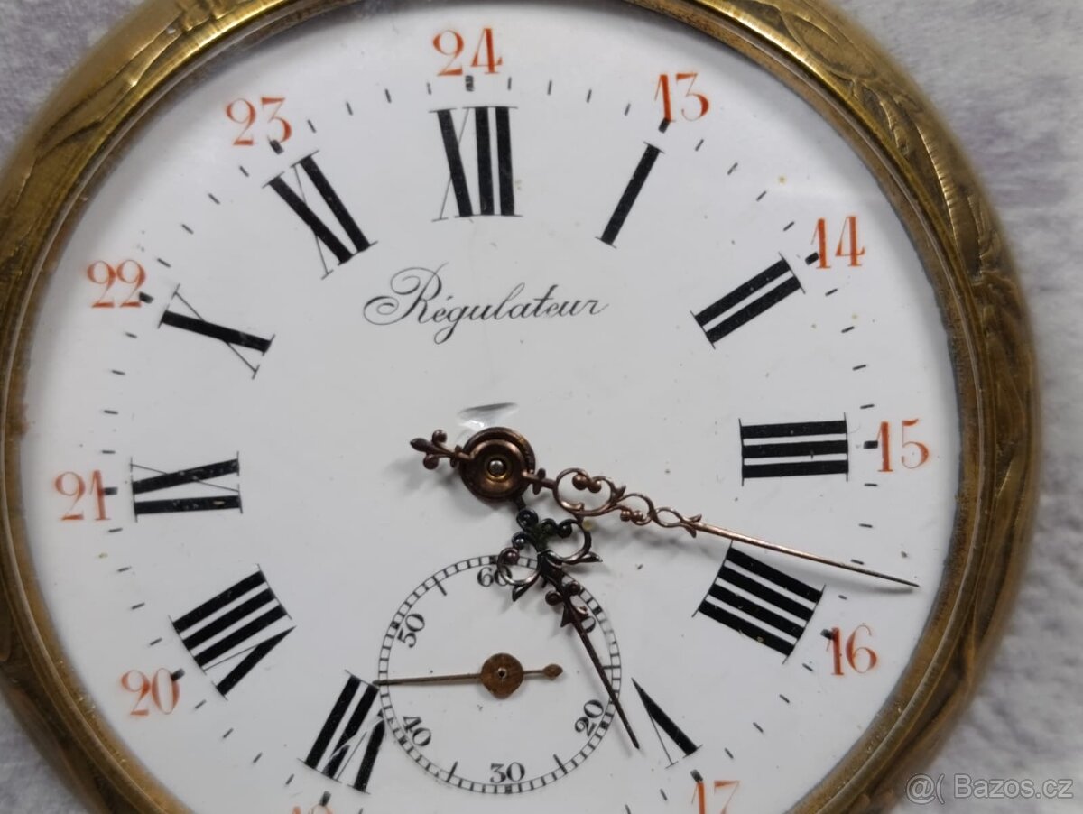Velké dvouplášťové kapesní hodinky Régulatéur, 67mm, 192g - 14