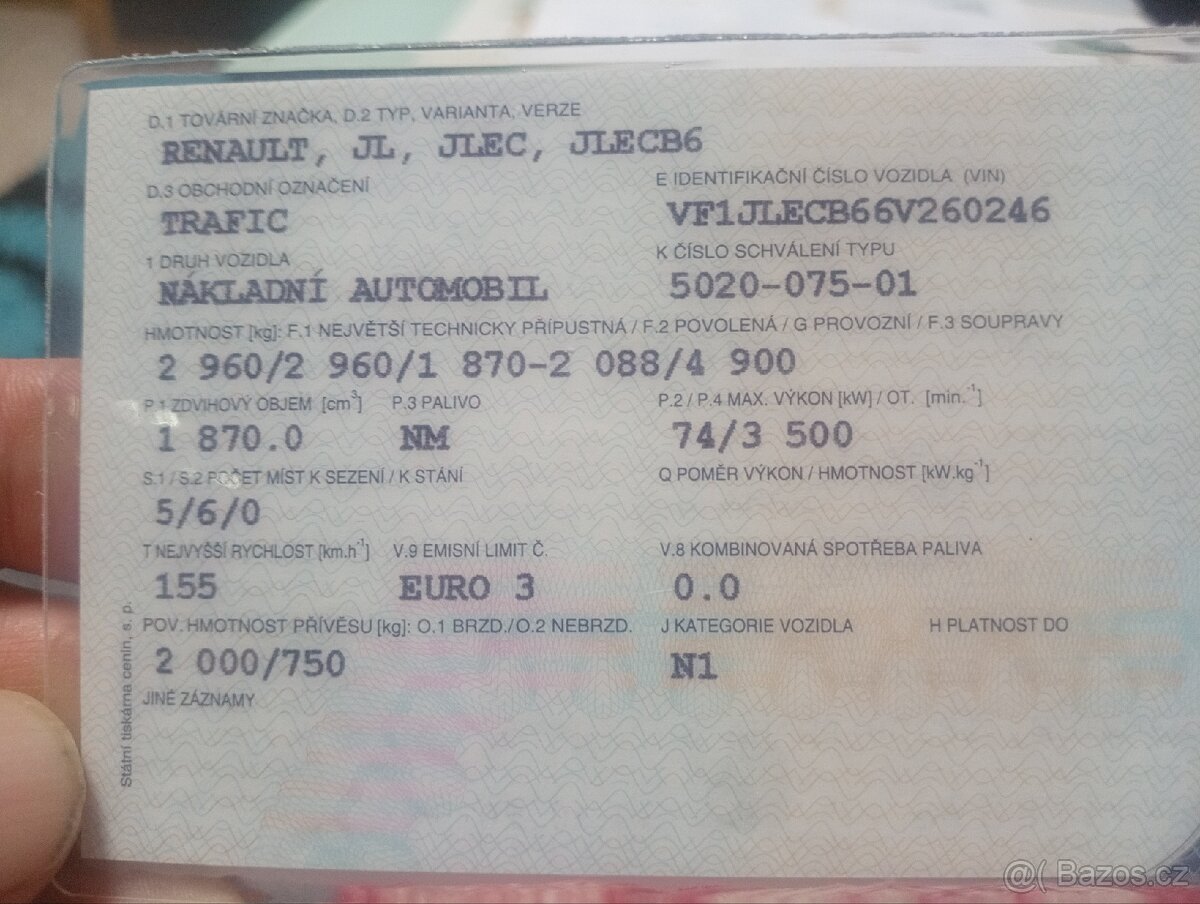 Renault Trafic LONG 6 míst ,1.9DCi 74kW najeto 159... - 14
