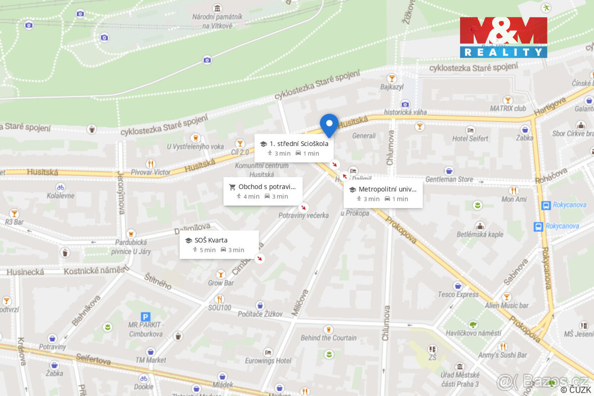 Prodej bytu 1+kk, 29 m², Praha, ul. Husitská - 14