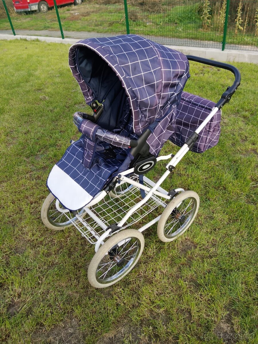 Retro proutěný kočárek dvojkombinace pro miminko - 14