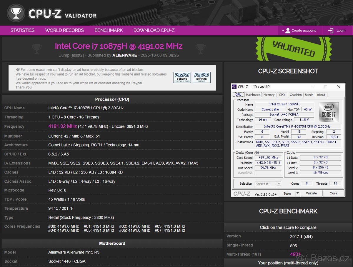 Alienware m15 R3 – TOP stav, 32 GB, 2 TB, RTX 2070S, záruka - 14