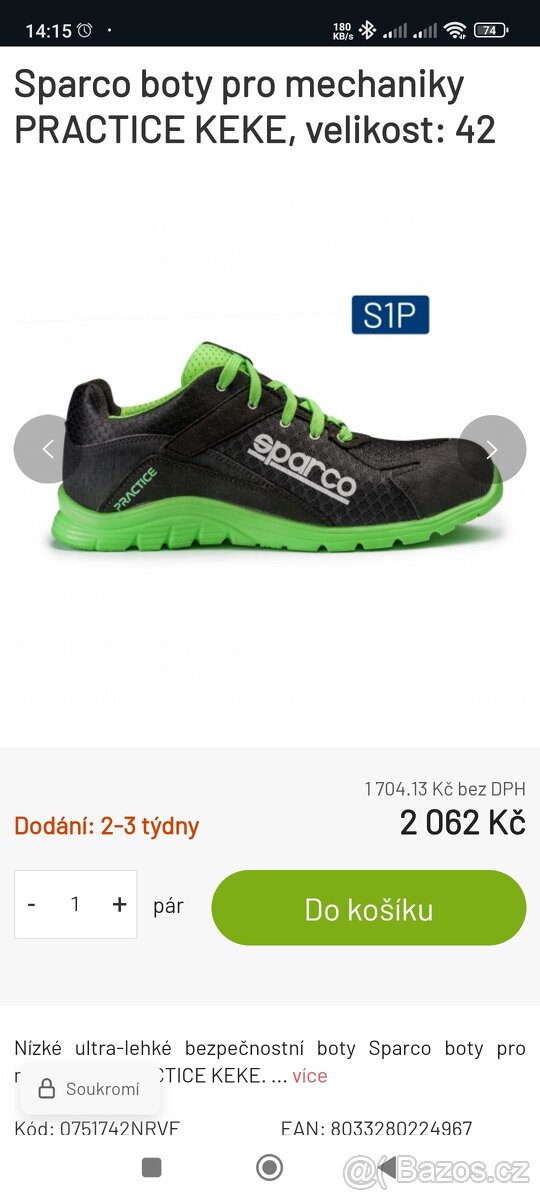 Sparco bezpečnostní boty Practice S1P SRC - 14