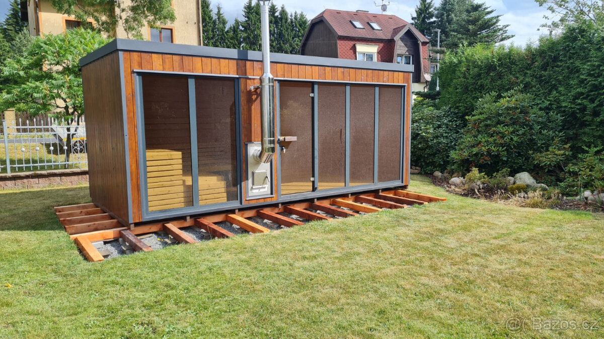 Finská venkovní sauna-Saunový domek s odpočívárnou - 14