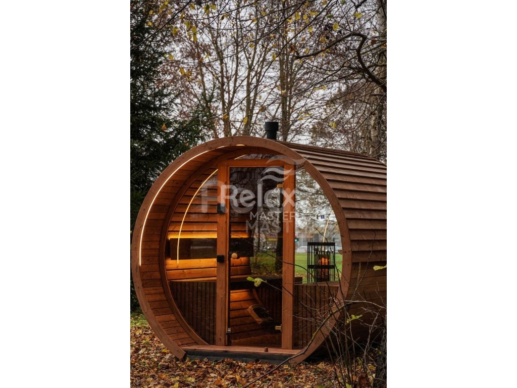 Finská sudová sauna 2,6 m - termo dřevo pro 6 osob - 14