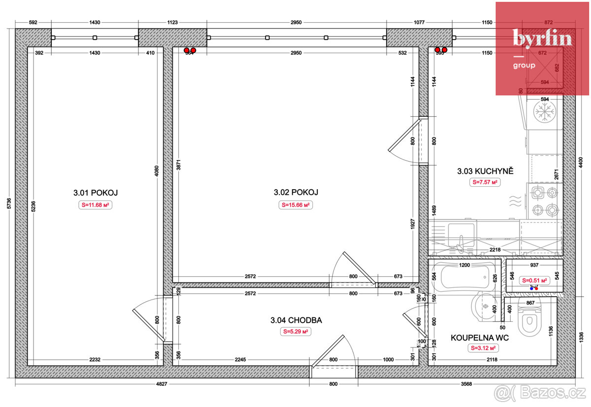 Prodej bytu 2+1, 43 m2, Ostrava - Bělský Les - 14
