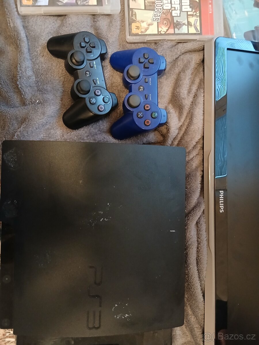 Ps3 celej komplet volant televize ovladace kabely - 14