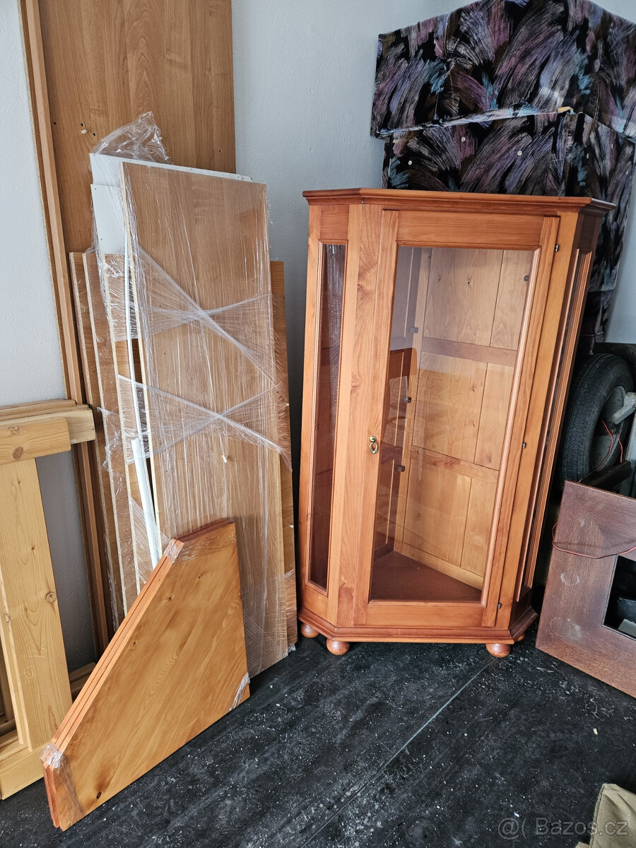Komoda + rohová vitrína - masiv - SLEVA - 14