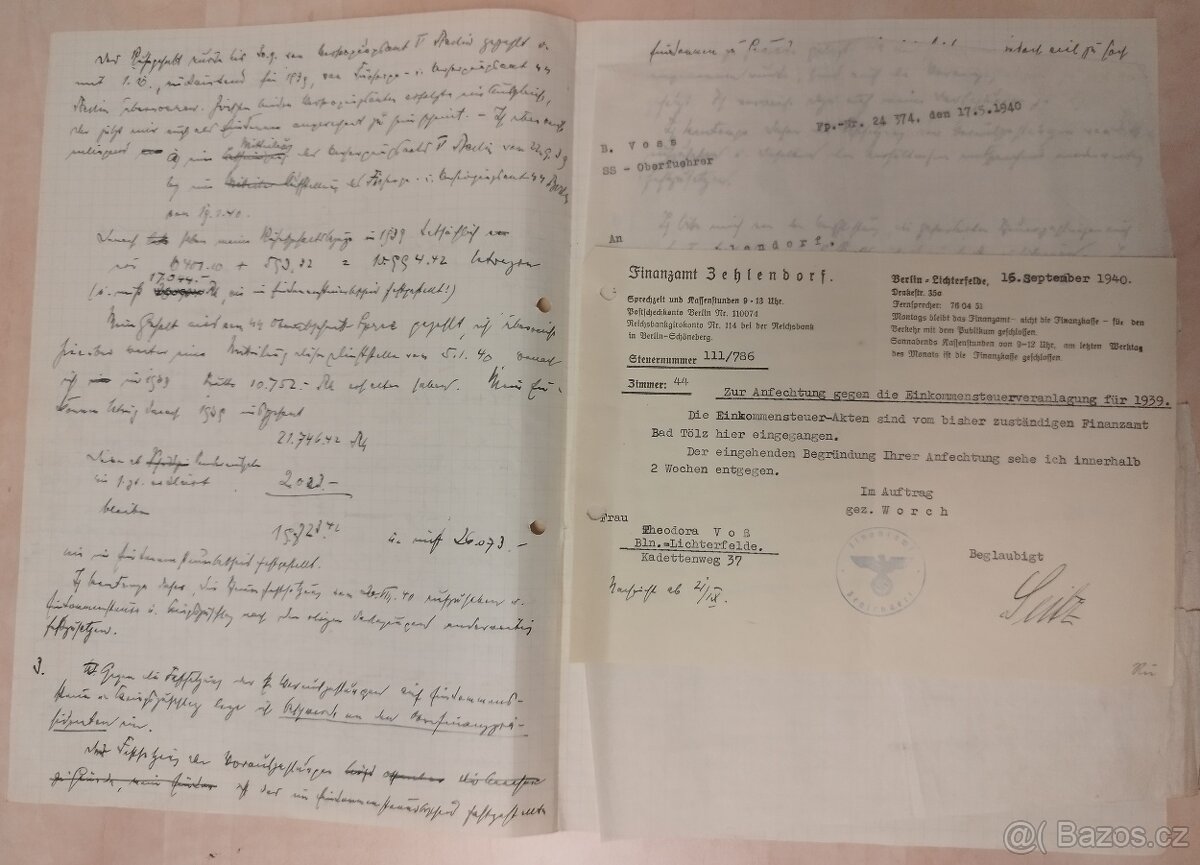 DOKUMENTY PO GENERÁL SS BERNHARD VOSS 1 - 14