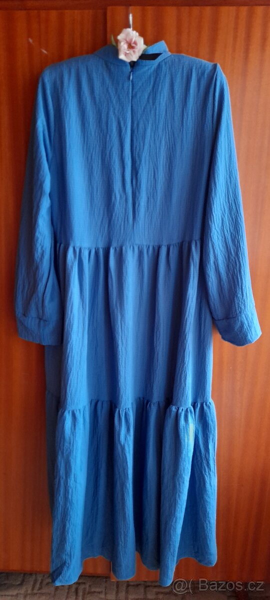 Shein safírové volánové dlouhé šaty - NOVÉ - 14