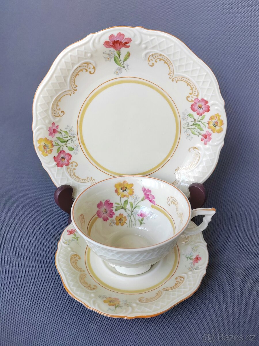 Krásná porcelánová čajová sada/trio od manufaktury Karlsbad - 14