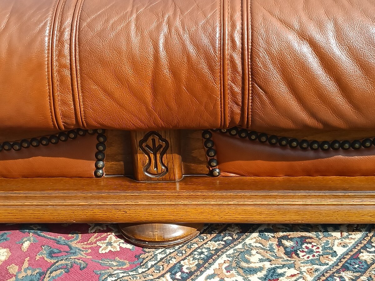 Kožená rustikální sedací souprava 3 - 2 - 1 .TOP STAV . - 14