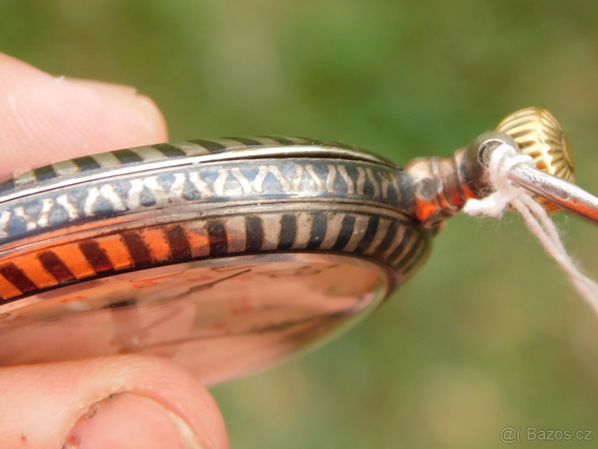 Švýcarské stříbrné kapesní hodinky niello / tula BREVET - 14