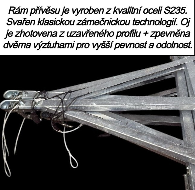 Český přívěsný vozík 750kg vysoká plachta, 2,65mx1,30mx1,45m - 14