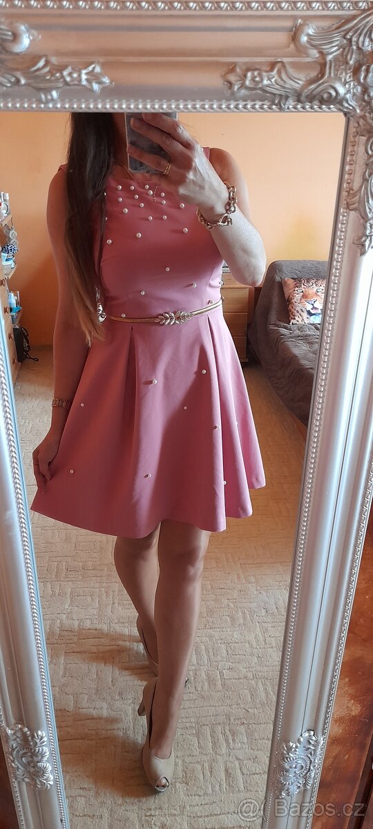 Orsay společenské krátké šaty s perličkami - 14