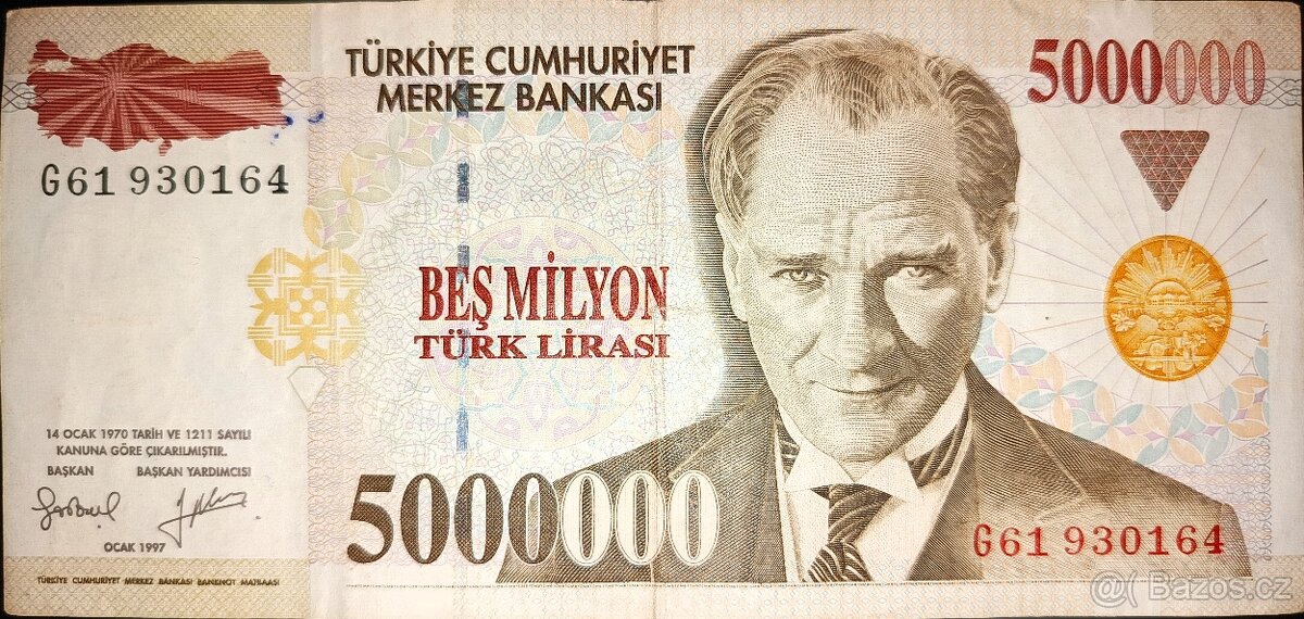 Turecké bankovky - 10 - 10 000 000 lir 1970 - 2009 - 14