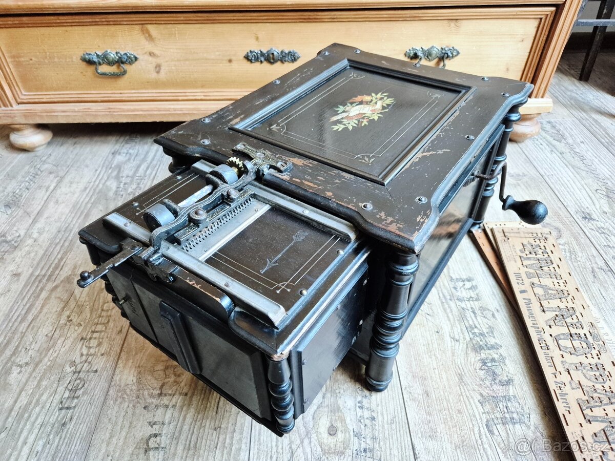 Starožitný hrací stroj, flašinet MANOPAN, 1887 - 1900 - 14