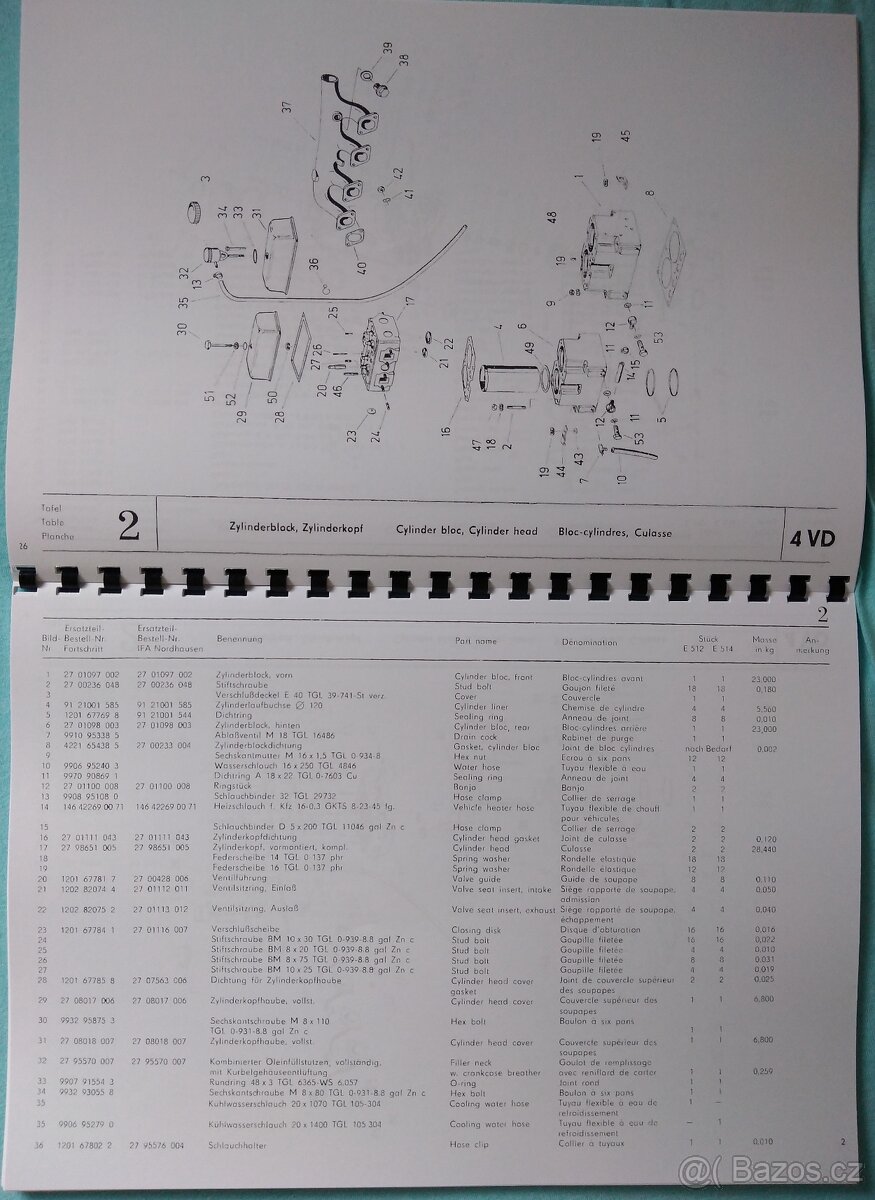 ombajn E 514 návod + kat. dílů + katalog dílů motor IFA - 14