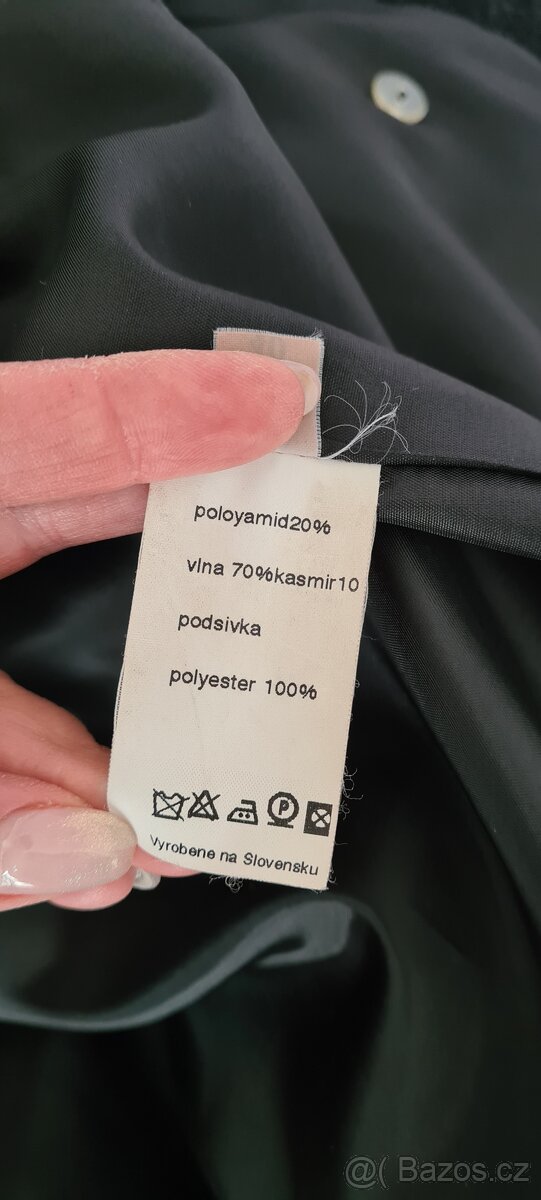 Černý kabát s kožešinou, vlna + kašmír, vel. 40 - 14