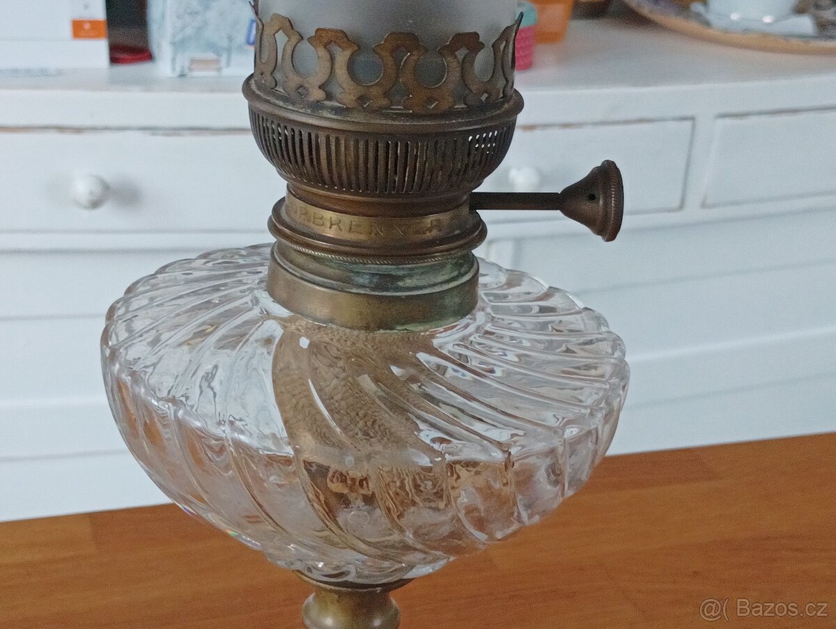 STAROŽITNÁ SECESNÍ PETROLEJOVÁ LAMPA EHRICH & GRAETZ-19.STOL - 14