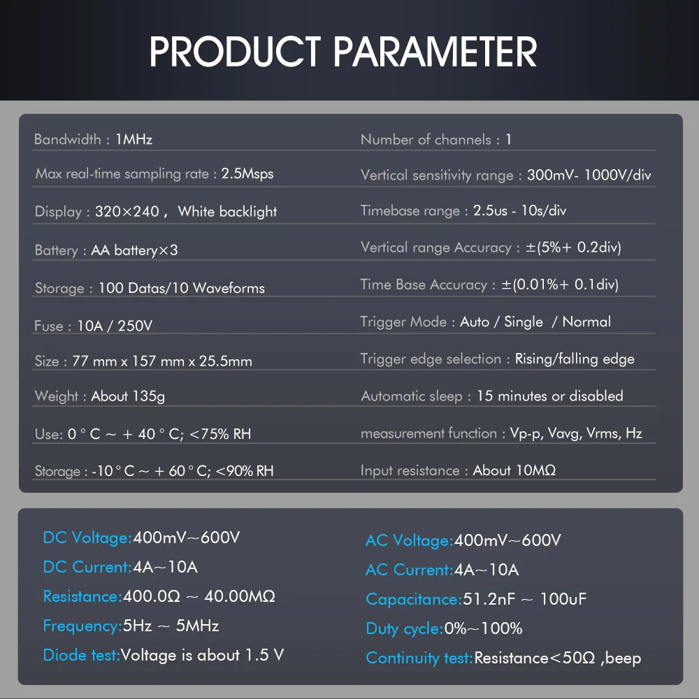 Multimetr/osciloskop TOOLTOP ET2010A 1MHz nový - 14