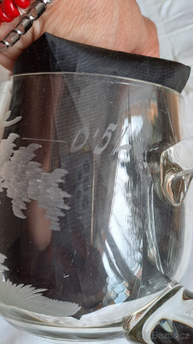 Staré sklo- rosalinové, medové broušené - 14