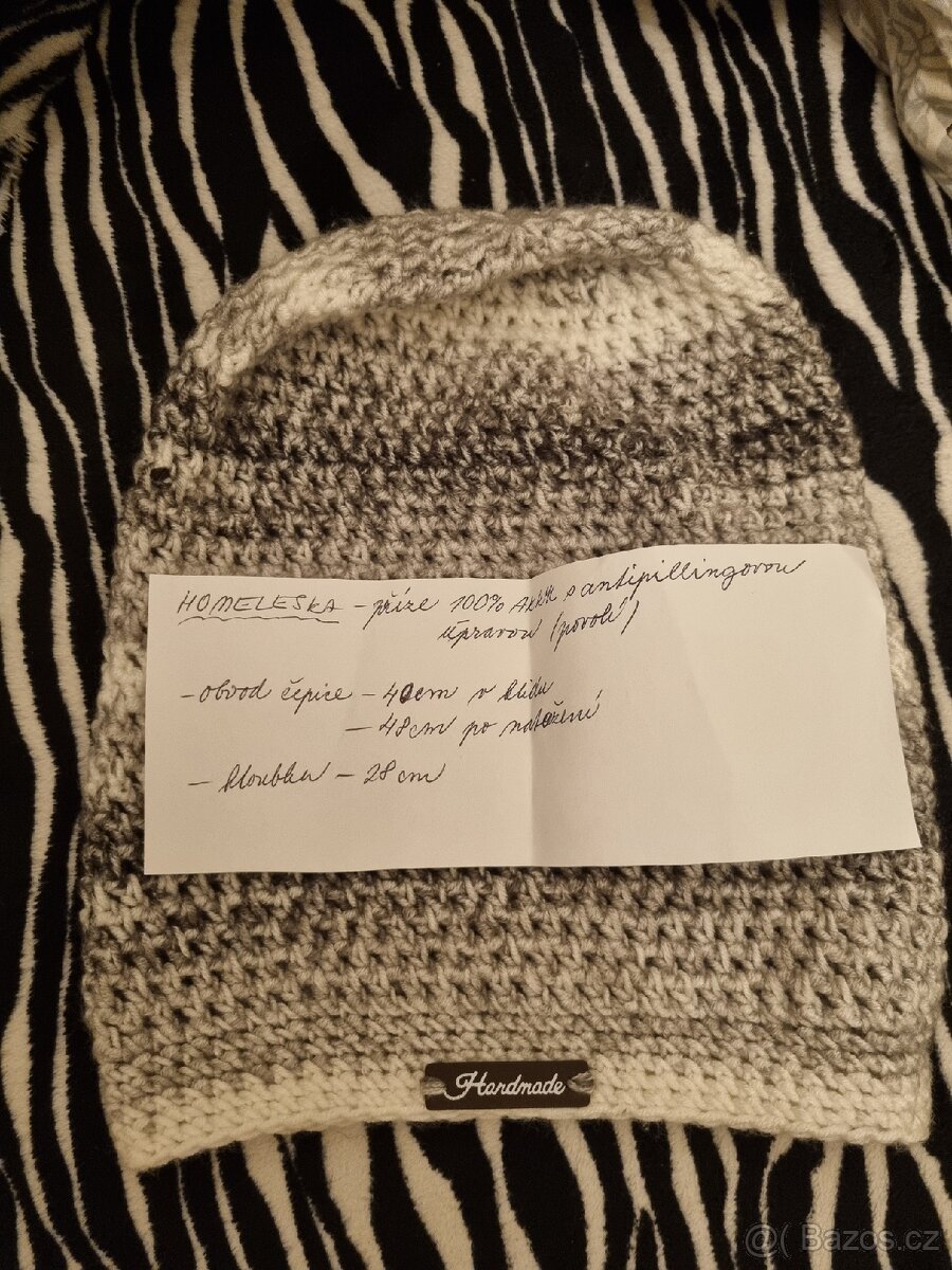 Homelesky čepice ručně háčkované - 14
